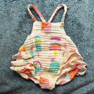 Angel Dear Popsicle Print Muslin Ruffle Butt Bubble Romper 6-12M